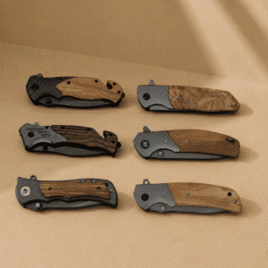 Collection of Pocket Knives with folding blades, wood handles, and durable designs for everyday carry and outdoor use.