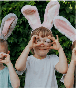 Colorful Easter eggs and spring decorations
