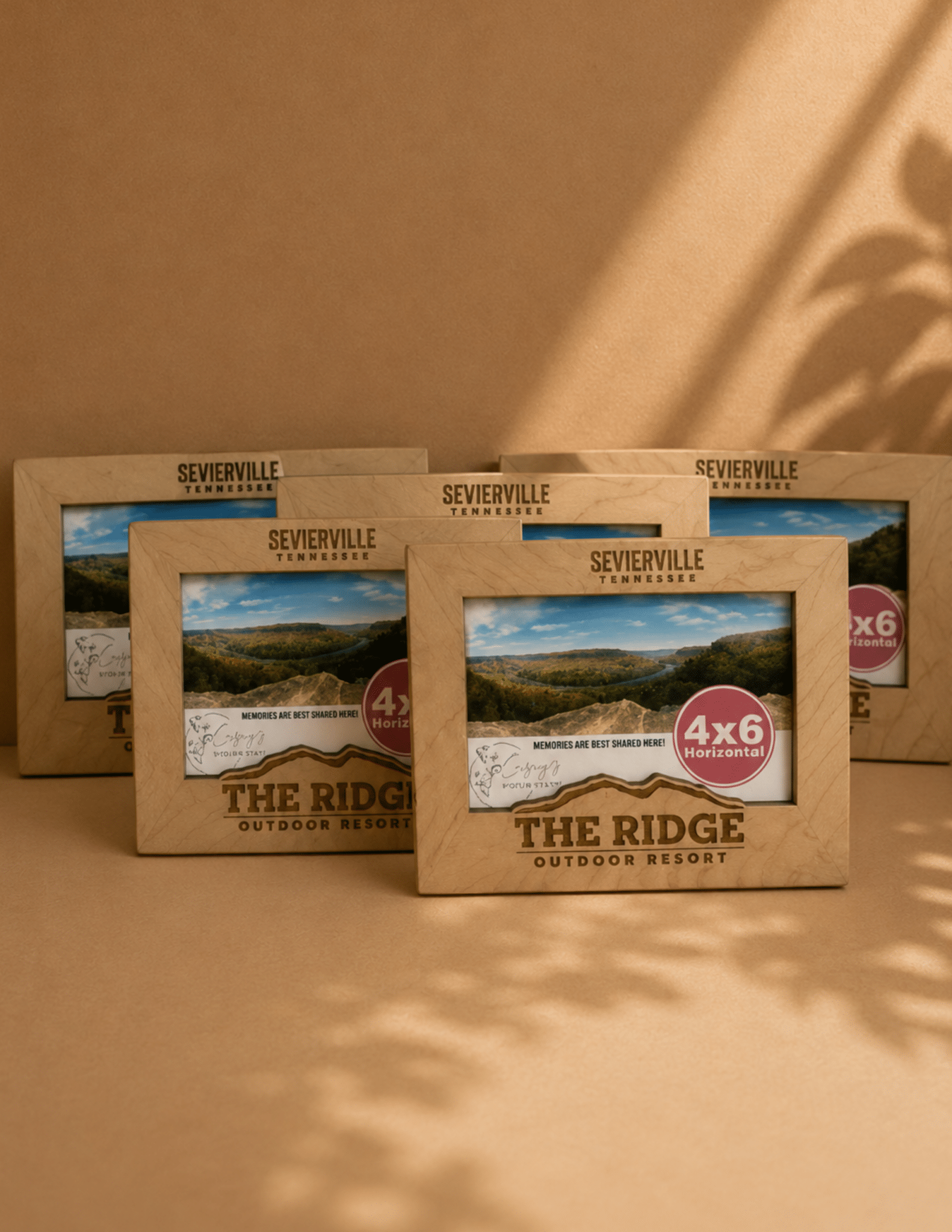 Custom wooden 4x6 photo frame with engraved logo, designed for business branding, souvenirs, and personalized gifts.