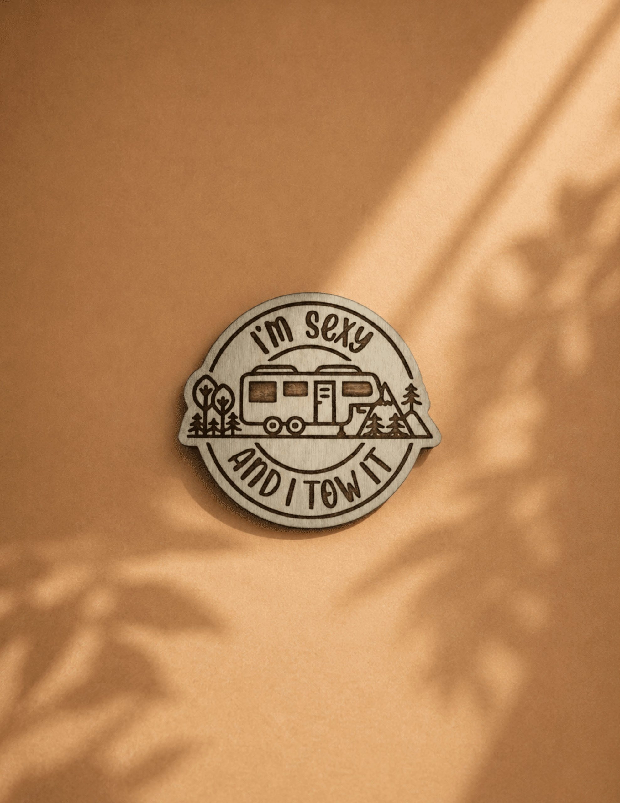 Funny "I'm Sexy And I Tow It" RV magnet for campers, travel trailers, and camping enthusiasts.