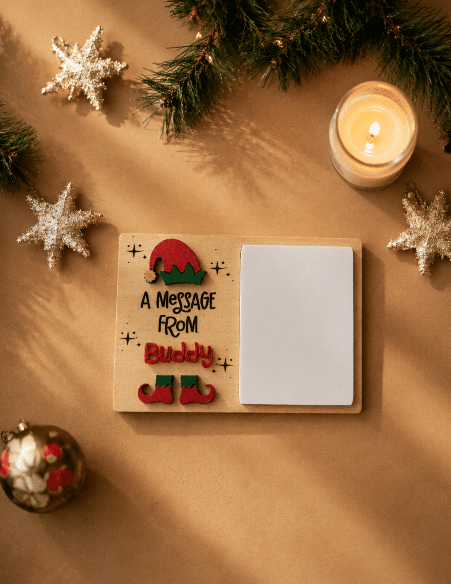 Personalized Message From Your Elf dry erase board for daily Christmas messages and Elf on the Shelf fun.