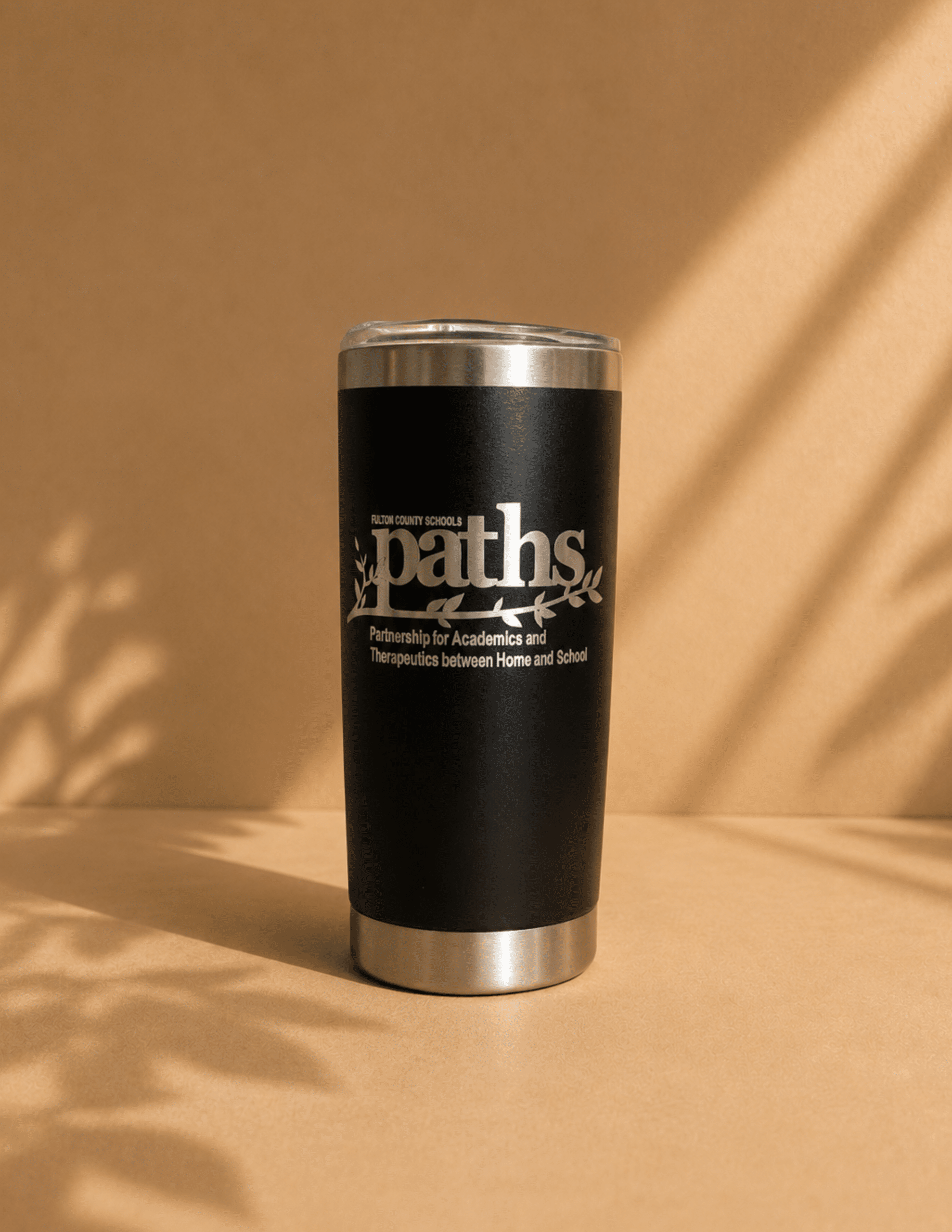 Personalized engraved 20 oz. ringneck insulated tumbler with lid for hot and cold drinks.