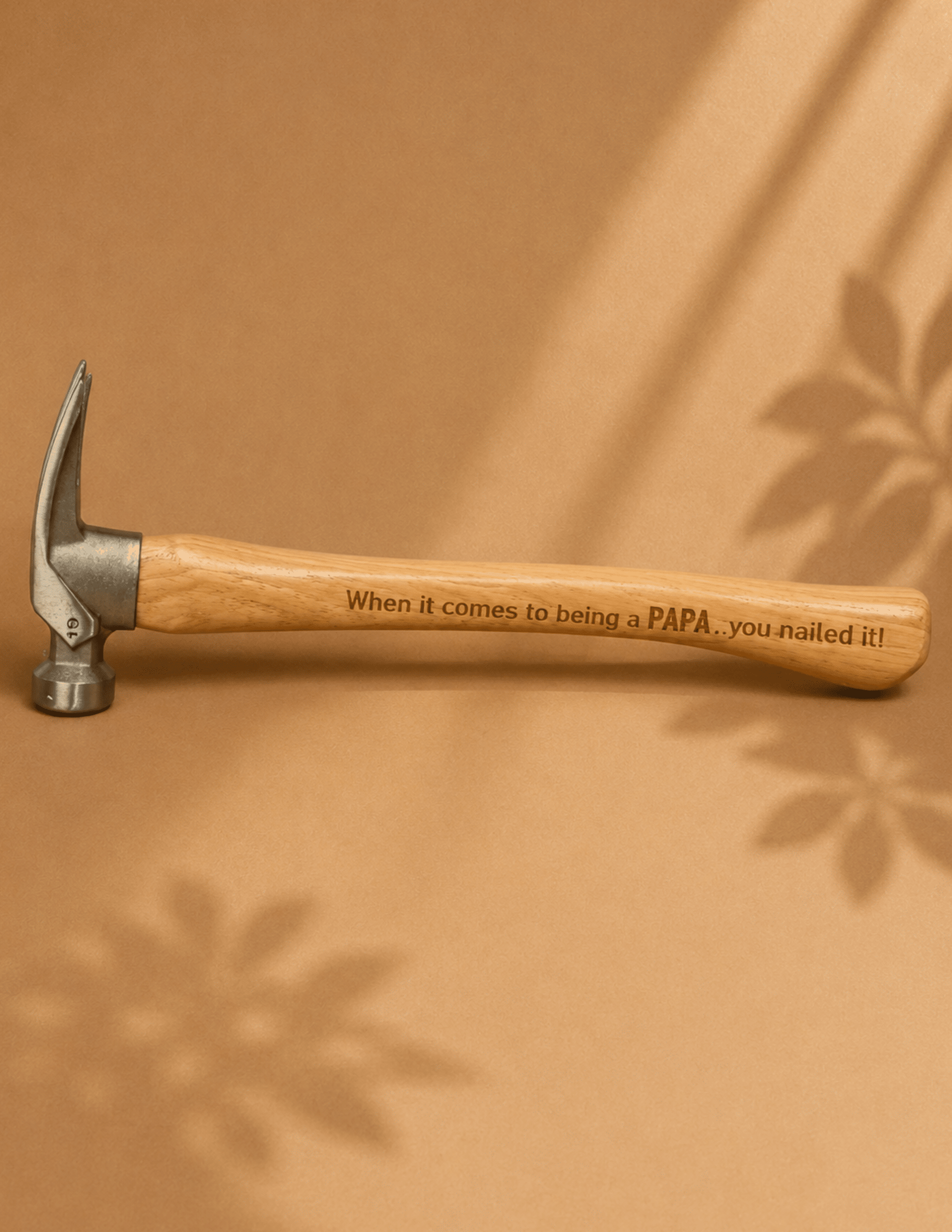 Custom engraved hammer with personalized message for Dad, Papa, Grandpa, or handyman gift.