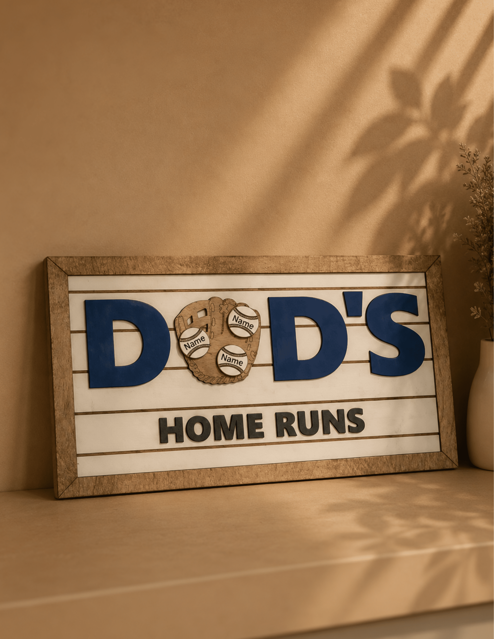 Dad's Home Runs Framed Wall Decor - Customizable