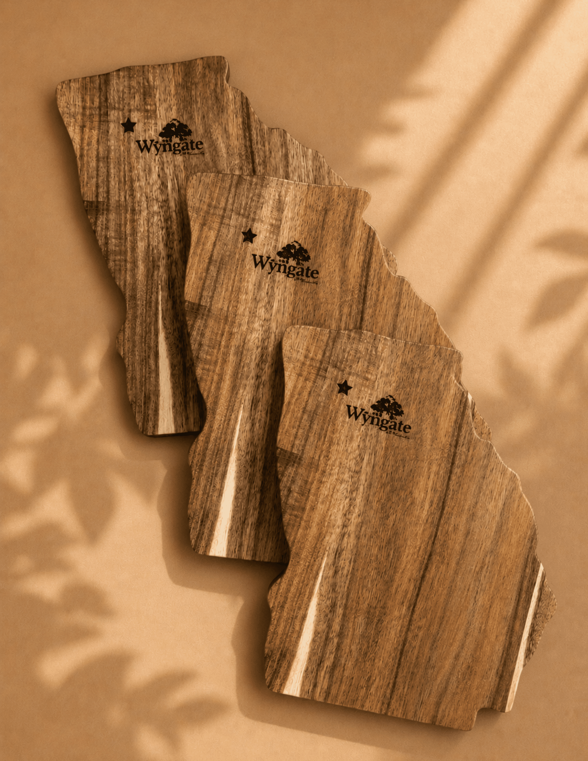 Georgia-shaped acacia wood cutting board with custom engraved logo for serving, gifting, or kitchen décor.